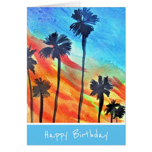 Zonnepalmen stranden surf (Voorkant)