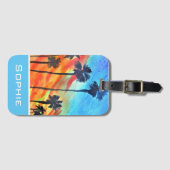 Zonnepalmen stranden surf bagagelabel (Voorkant (horizontaal))