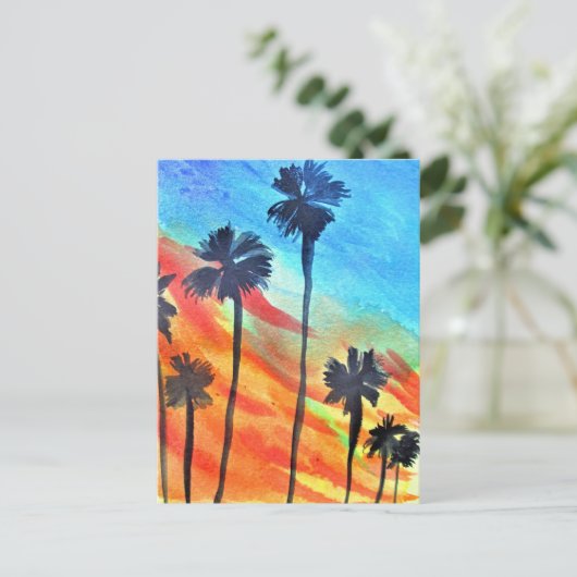 Zonnepalmen stranden surf briefkaart (Staand voorkant)