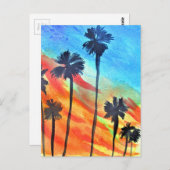 Zonnepalmen stranden surf briefkaart (Voorkant / Achterkant)