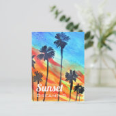 Zonnepalmen stranden surf briefkaart (Staand voorkant)
