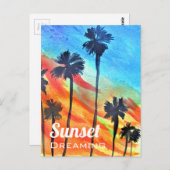 Zonnepalmen stranden surf briefkaart (Voorkant / Achterkant)