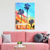 Zonnepalmen stranden surf canvas afdruk (Insitu (Woonkamer))