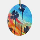 Zonnepalmen stranden surf keramisch ornament (Rechts)