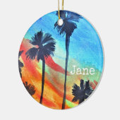 Zonnepalmen stranden surf keramisch ornament (Links)