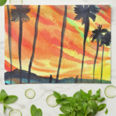 Zonnepalmen stranden surf theedoek (Gevouwen)