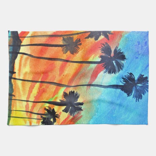 Zonnepalmen stranden surf theedoek (Horizontaal)