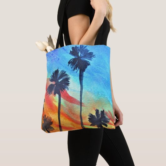 Zonnepalmen stranden surf tote bag (Dichtbij)