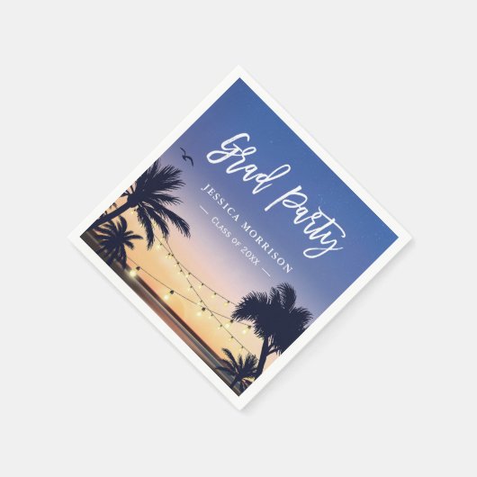 Zonnepalmgraafschap zomerstrand servetten (Hoek)