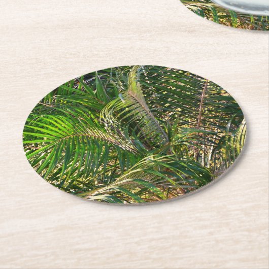 Zonnepalmhulzen Tropisch Ronde Kartonnen Onderzetter (Gebogen)