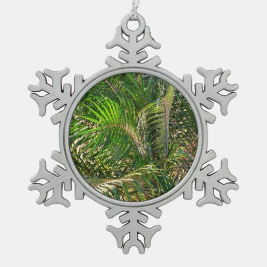 Zonnepalmhulzen Tropisch Tin Sneeuwvlok Ornament (Voorkant)