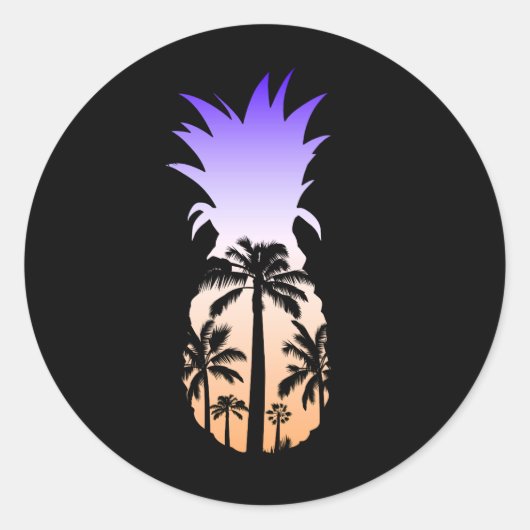 Zonnepalmpalmboom van Cool Graphic Pineapple Ronde Sticker (Voorkant)