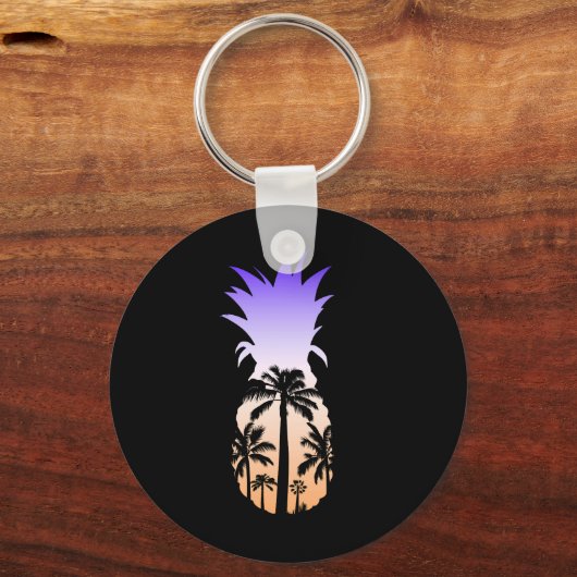 Zonnepalmpalmboom van Cool Graphic Pineapple Sleutelhanger (Voorkant)