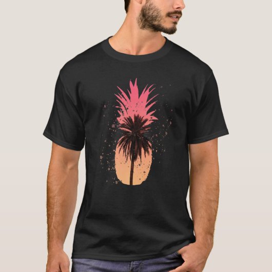 Zonnepalmpalmboom van Cool Graphic Pineapple T-shirt (Voorkant)