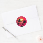 Zonnepalmvogelillustratie zomerstrand ronde sticker (Envelop)