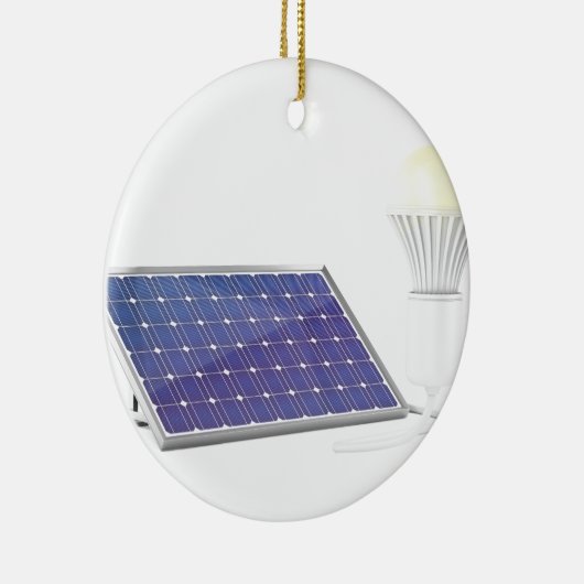 Zonnepaneel en gloeilamp keramisch ornament (Rechts)