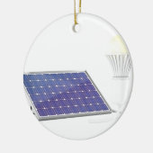 Zonnepaneel en gloeilamp keramisch ornament (Links)
