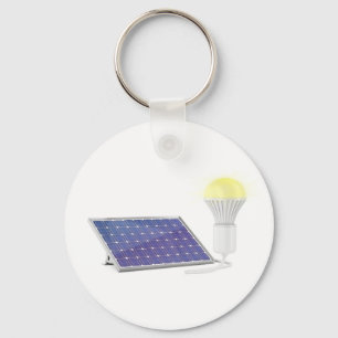 Zonnepaneel en gloeilamp sleutelhanger