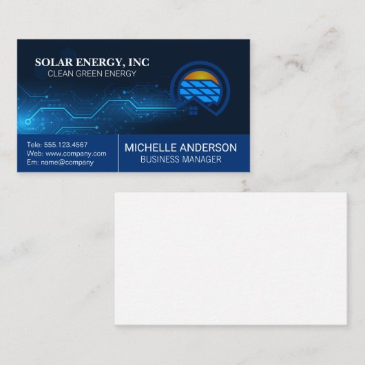 Zonnepaneel Logo | Technische achtergrond Visitekaartje (Voorkant / Achterkant)