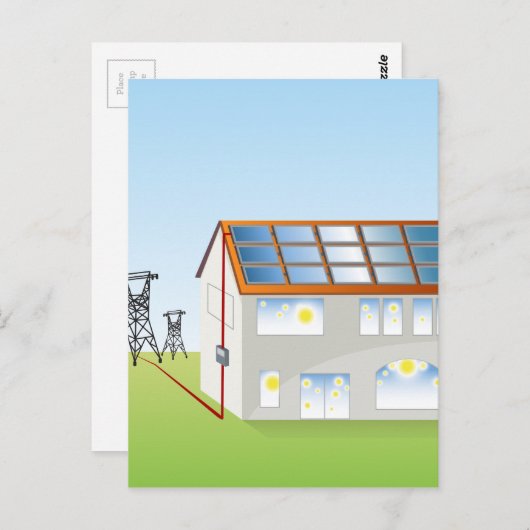 Zonnepaneelsysteem voor woningen briefkaart (Voorkant / Achterkant)