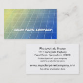 Zonnepanelen blauw en geel in de schaduw visitekaartje (Voorkant / Achterkant)