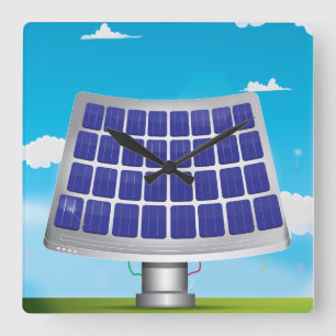 zonnepanelen cartoon vierkante klok