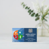 Zonnepanelen en batterijenergie visitekaartje (Staand voorkant)