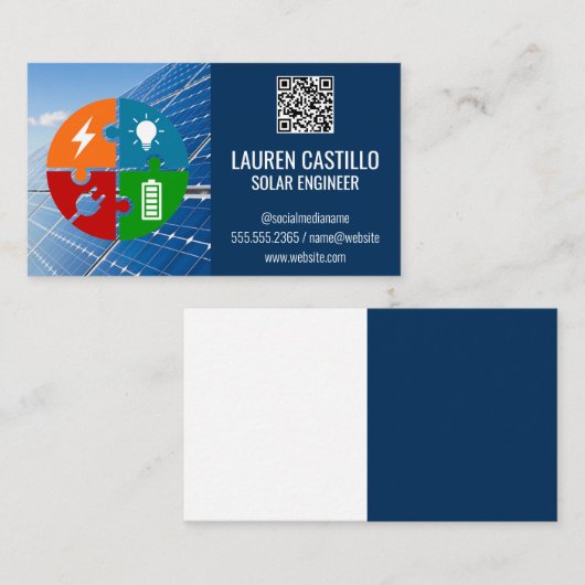 Zonnepanelen en batterijenergie visitekaartje (Voorkant / Achterkant)
