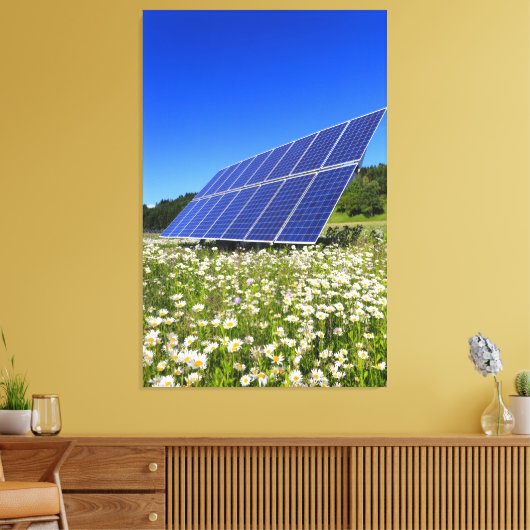 Zonnepanelen en groene weide canvas afdruk (Insitu (Woonkamer))