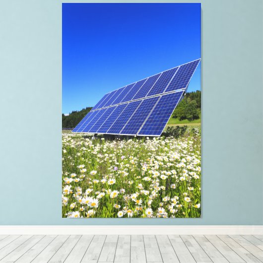 Zonnepanelen en groene weide canvas afdruk (Insitu (Houten vloer))