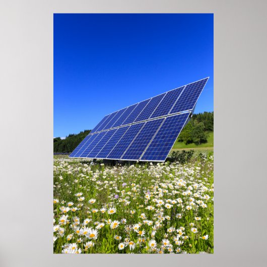 Zonnepanelen Groene Meadow Duurzame Energie Poster (Voorkant)