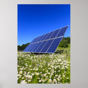 Zonnepanelen Groene Meadow Duurzame Energie Poster