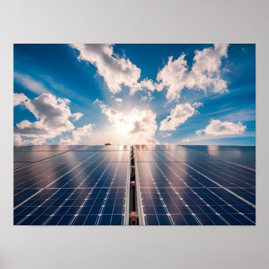 Zonnepanelen onder blauwe hemel poster (Voorkant)