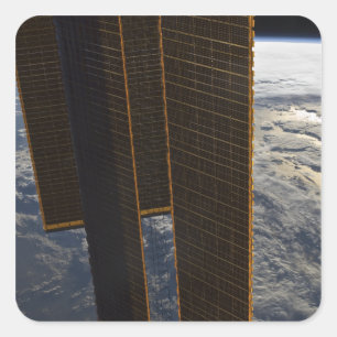 Zonnepanelen van het internationale ruimtestation vierkante sticker