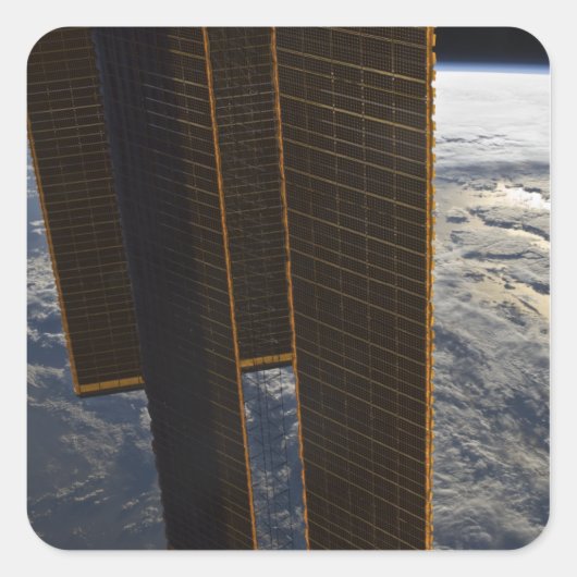Zonnepanelen van het internationale ruimtestation vierkante sticker (Voorkant)