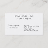 Zonnepanelen voor duurzame energie visitekaartje (Achterkant)