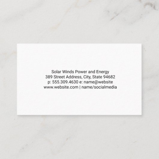 Zonnepanelen | Windturbines Visitekaartje (Achterkant)