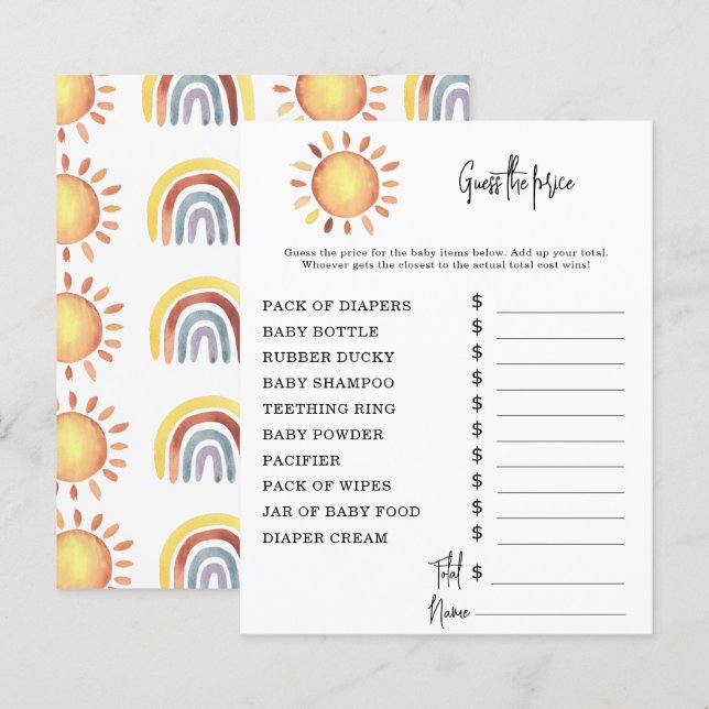 Zonnepartijspelen | Prijs-gokspel (Voorkant / Achterkant)