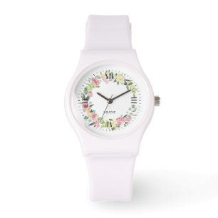 Zonnepastelbloemen, waterverven horloge