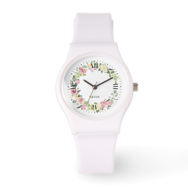 Zonnepastelbloemen, waterverven horloge (Voorkant)