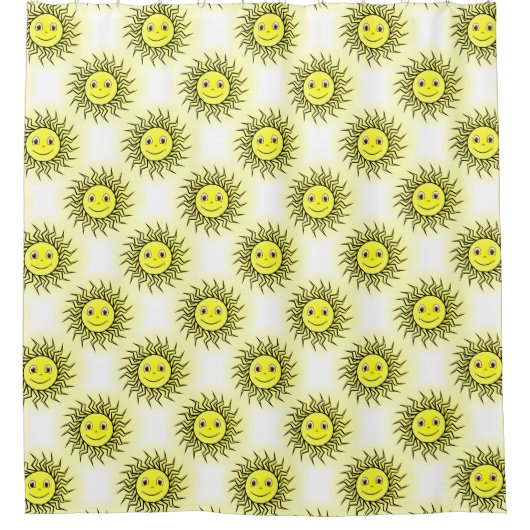 Zonnepatroon glimlachen douchegordijn (Voorkant)
