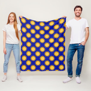 Zonnepatroonontwerp op blauw fleece deken
