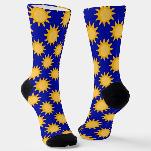 Zonnepatroonontwerp op blauw sokken (Gebogen)