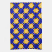 Zonnepatroonontwerp op blauw theedoek (Verticaal)