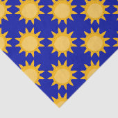 Zonnepatroonontwerp op blauwe achtergrond tissuepapier (Detail)