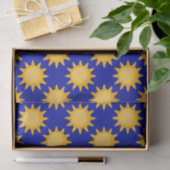 Zonnepatroonontwerp op blauwe achtergrond tissuepapier (Geschenk)