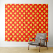 Zonnepatroonontwerp op rood wandkleed (In Situ (horizontaal))