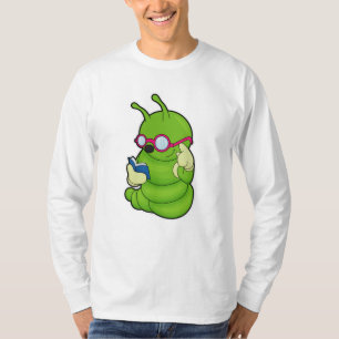 Zonnepijler met zonnebril en boek t-shirt