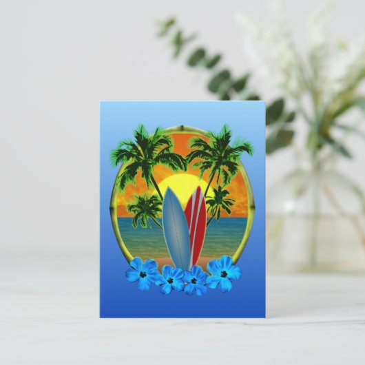 Zonneplaat en surfplanken briefkaart (Staand voorkant)