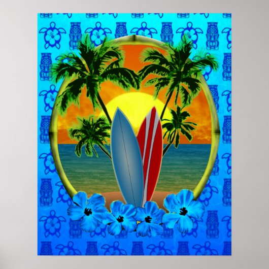 Zonneplaat en surfplanken poster (Voorkant)